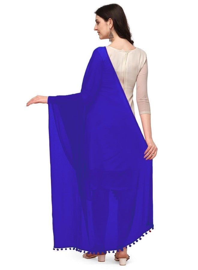 Chandrakala Women's Indian Royal Blue Solid Chiffon Dupatta Neck Wrap Long Stole Scarf Chunni,Free Size (D274ROY) - Image 3